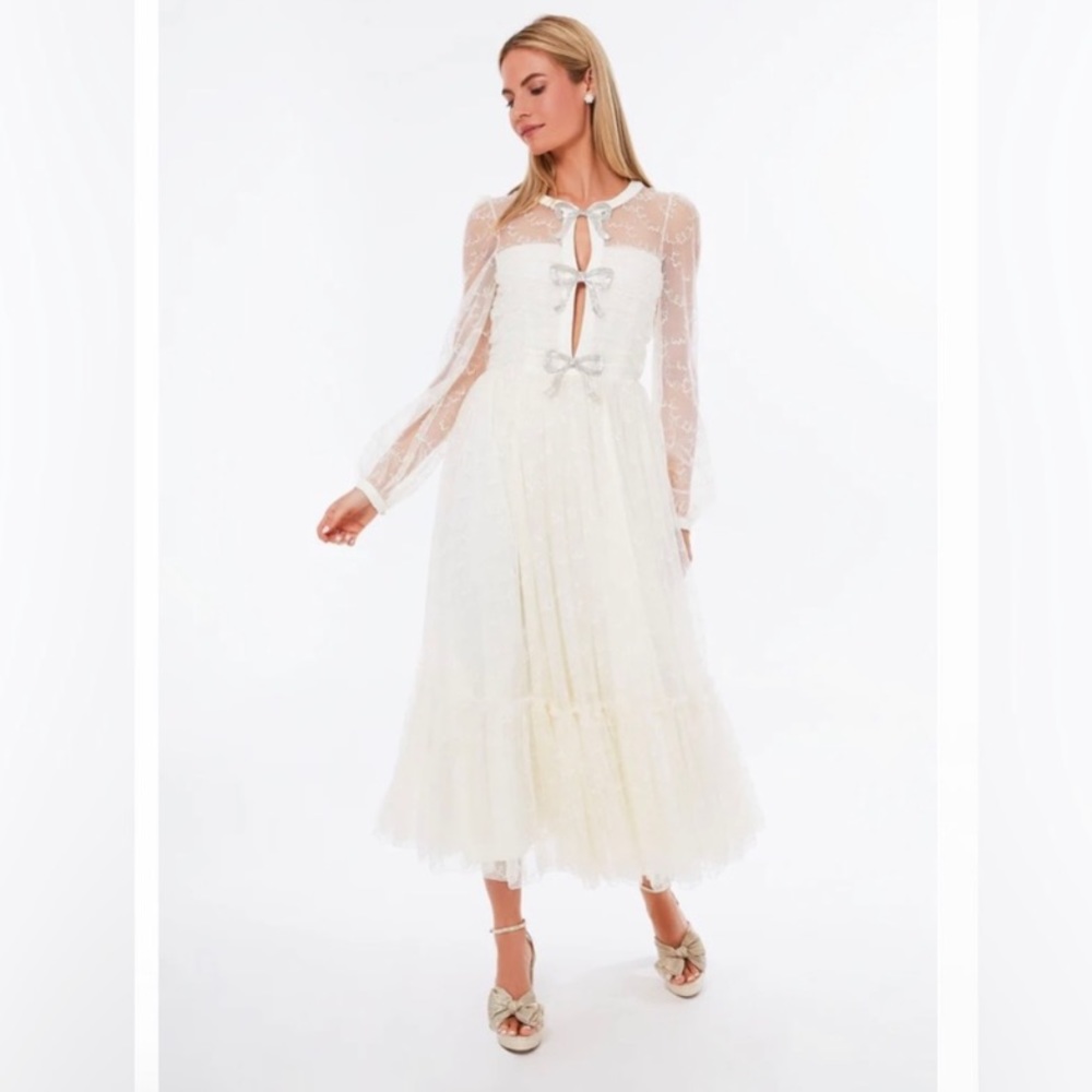 NWT SALONI Camille Tulle Tiered Midi-Dress